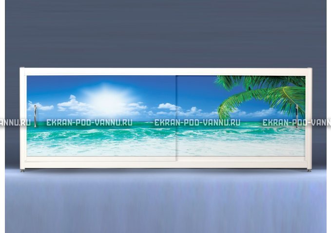 Экран на роликах EUROPLEX Пляж – купить по цене 12400 руб. в интернет-магазине в городе Иваново картинка 1