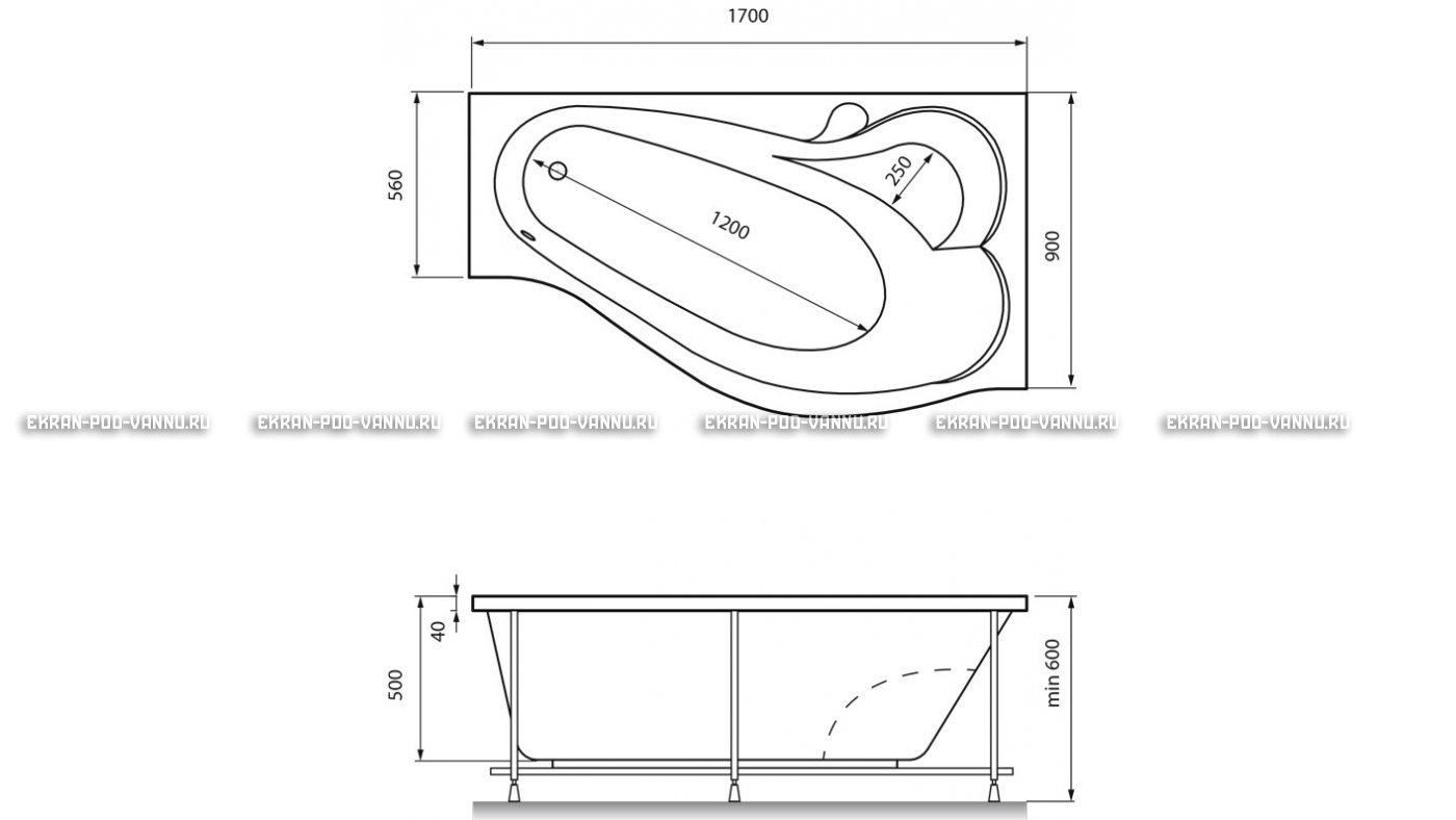 Акриловая ванна Relisan Isabella 170x90x60 – купить по цене 24130 руб. в интернет-магазине в городе Иваново картинка 13