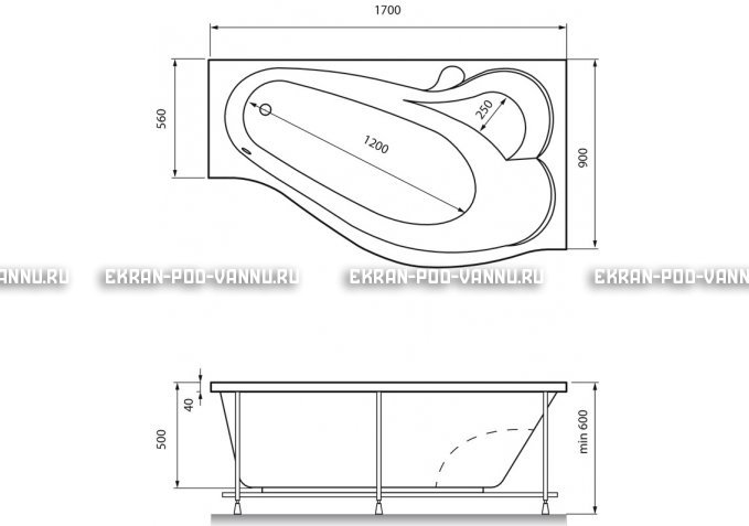 Акриловая ванна Relisan Isabella 170x90x60 – купить по цене 24130 руб. в интернет-магазине в городе Иваново картинка 4