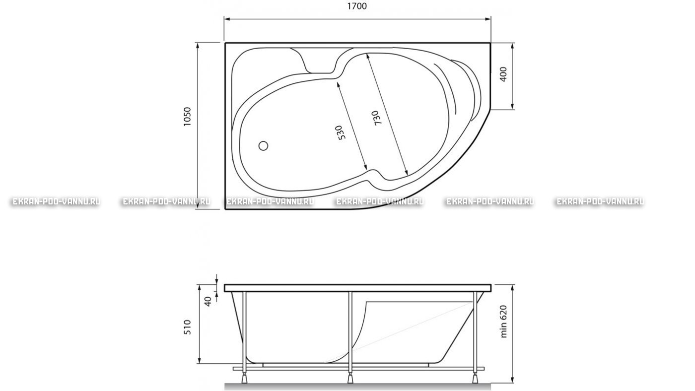 Акриловая ванна Relisan Sofi 170x105 – купить по цене 23480 руб. в интернет-магазине в городе Иваново картинка 13