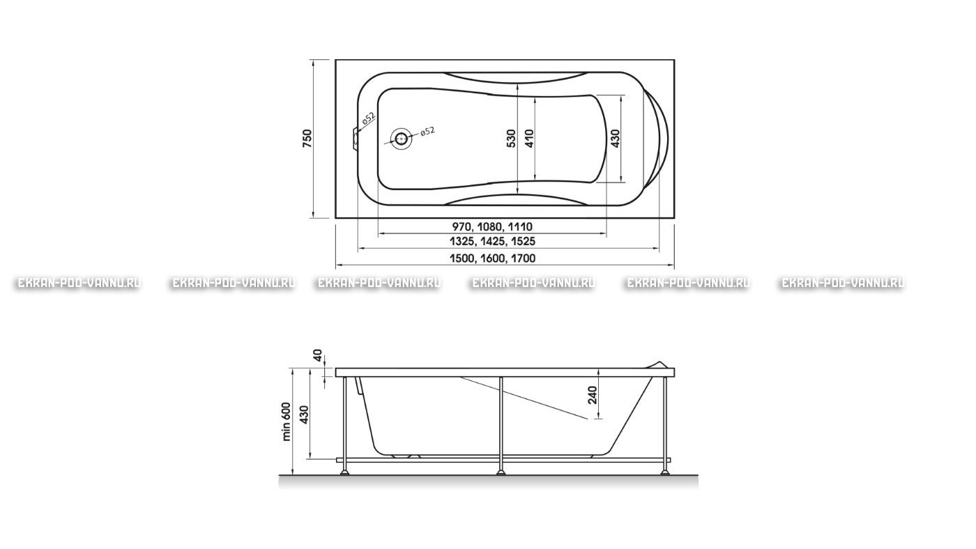 Акриловая ванна Relisan Elvira 150x75 – купить по цене 15260 руб. в интернет-магазине в городе Иваново картинка 10