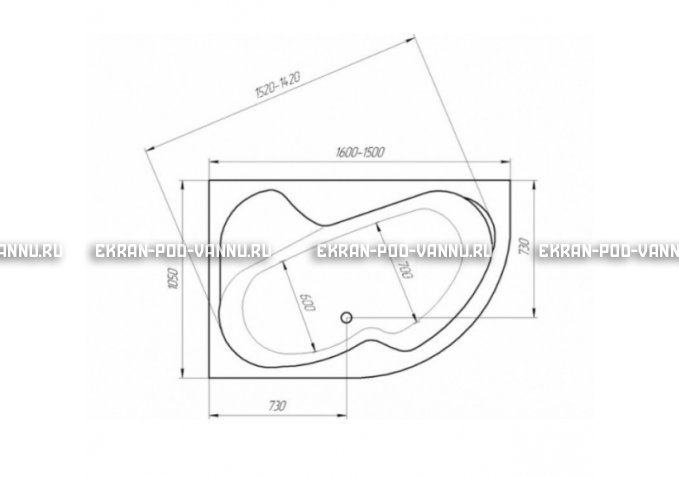 Акриловая ванна 1MarKa Aura 150x105 – купить по цене 16250 руб. в интернет-магазине в городе Иваново картинка 3