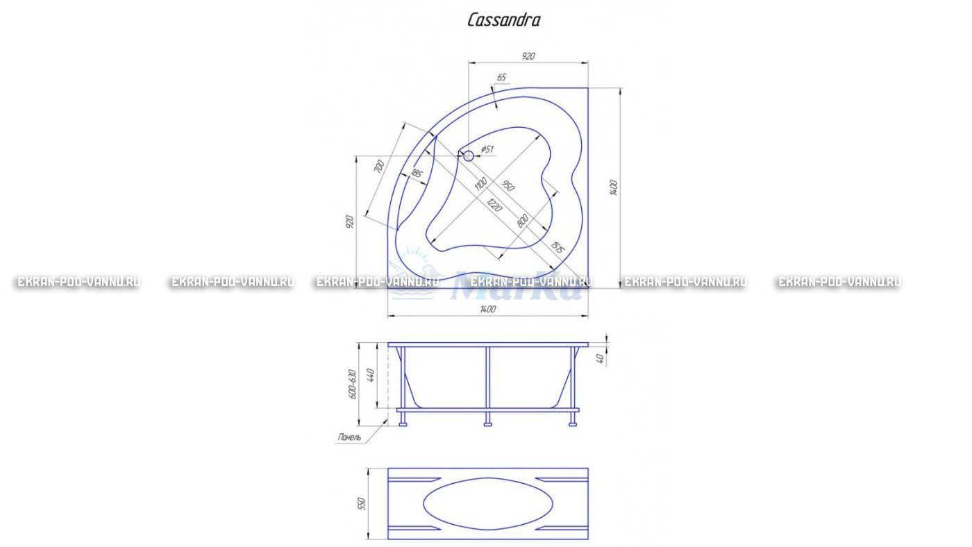 Акриловая ванна 1MarKa Cassandra 140x140 – купить по цене 18620 руб. в интернет-магазине в городе Иваново картинка 19