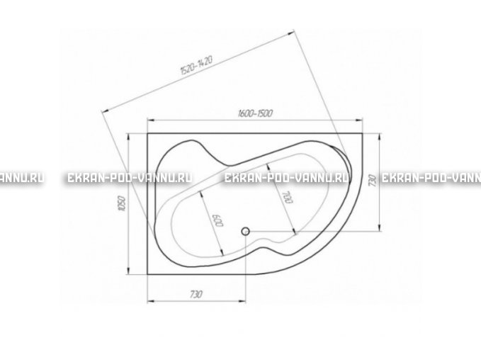 Акриловая ванна 1MarKa Imago 160x105 – купить по цене 16700 руб. в интернет-магазине в городе Иваново картинка 3