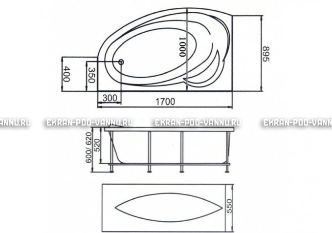 Акриловая ванна 1MarKa Julianna 170x100 – купить по цене 21320 руб. в интернет-магазине в городе Иваново картинка 3