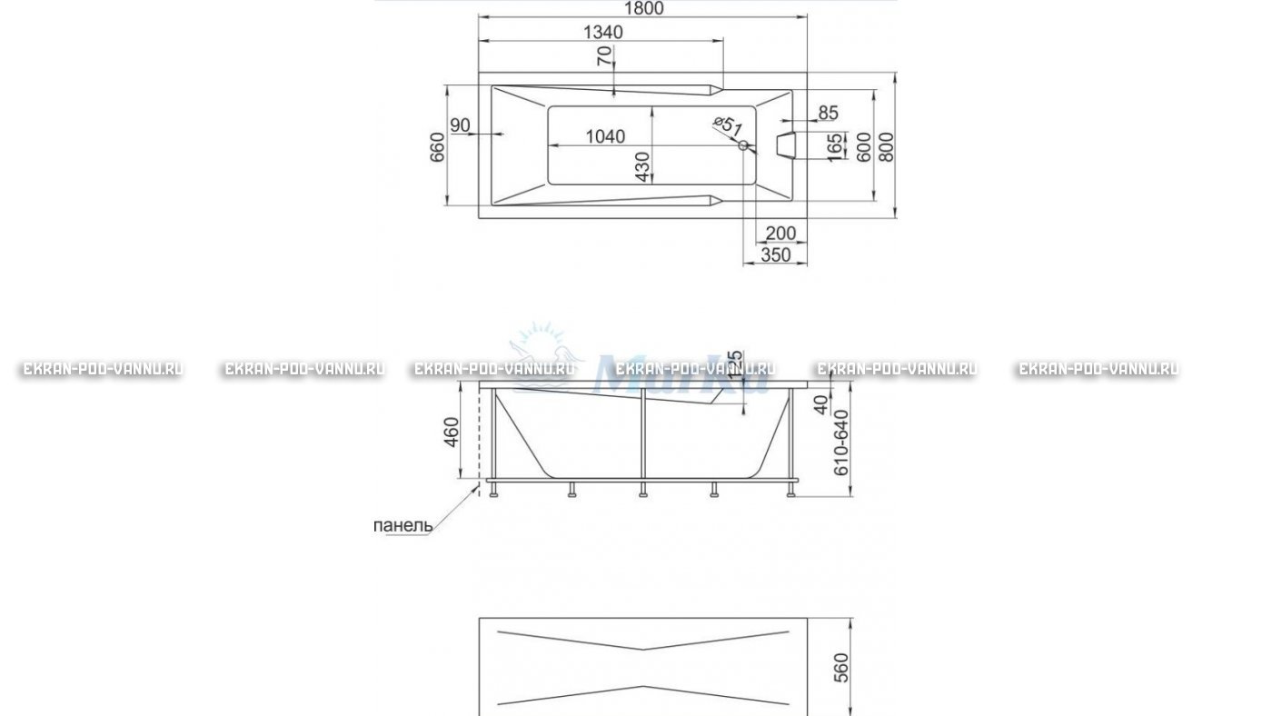 Акриловая ванна 1MarKa Raguza 180x80 – купить по цене 17854 руб. в интернет-магазине в городе Иваново картинка 13