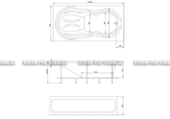 Акриловая ванна 1MarKa Taormina 180x90 – купить по цене 17670 руб. в интернет-магазине в городе Иваново картинка 3