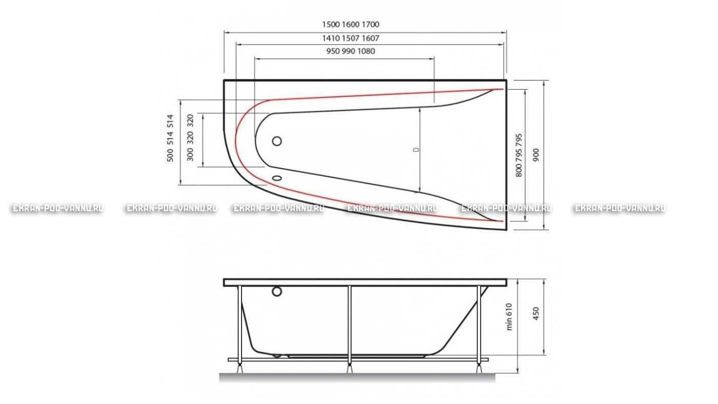 Акриловая ванна Vayer Boomerang 150x90 – купить по цене 42270 руб. в интернет-магазине в городе Иваново картинка 10
