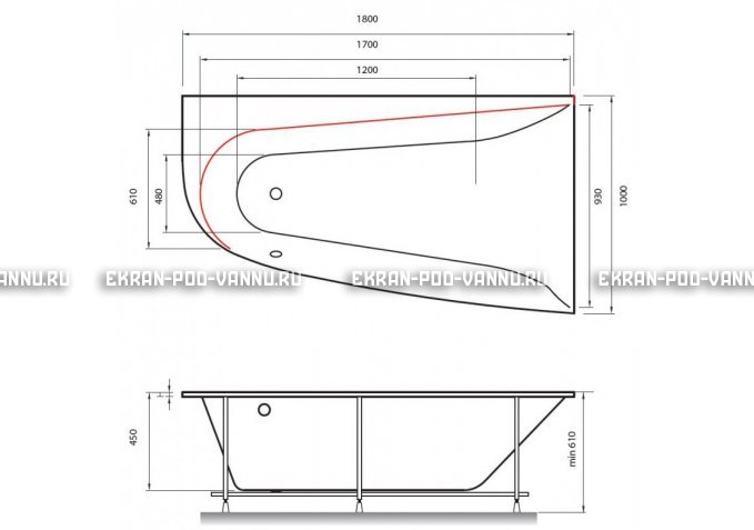 Акриловая ванна Vayer Boomerang 180x100 – купить по цене 53030 руб. в интернет-магазине в городе Иваново картинка 2