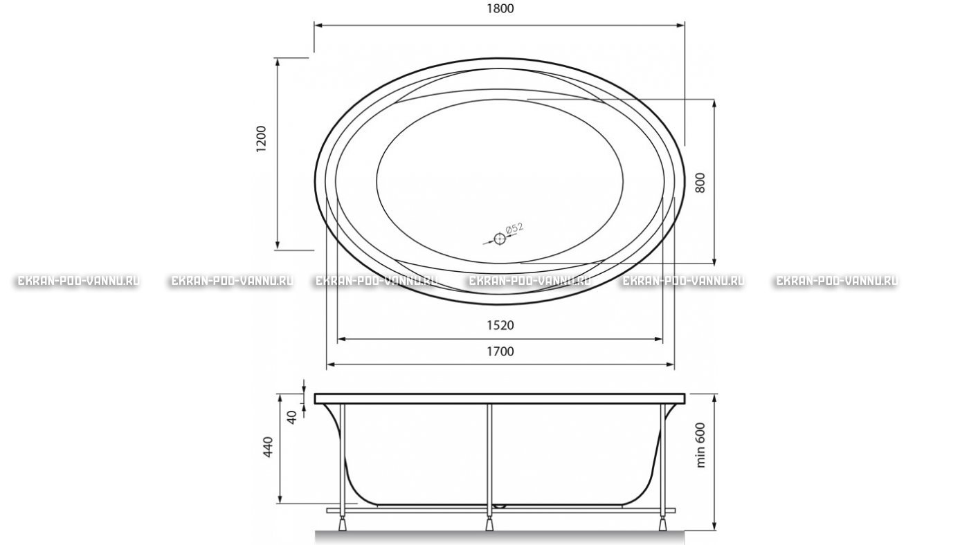 Акриловая ванна Vayer Opal 180x120 – купить по цене 33850 руб. в интернет-магазине в городе Иваново картинка 13