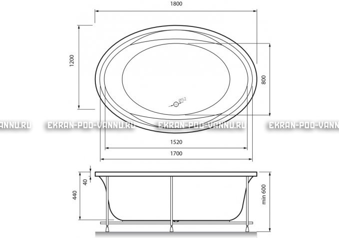 Акриловая ванна Vayer Opal 180x120 – купить по цене 33850 руб. в интернет-магазине в городе Иваново картинка 4