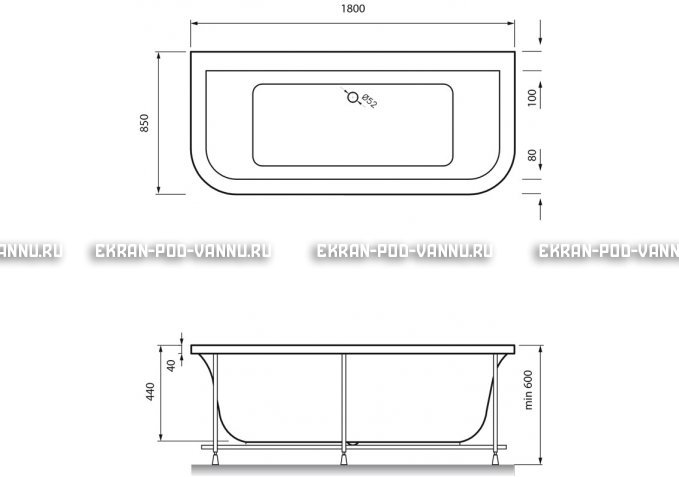 Акриловая ванна Vayer Options BTW 180x85 – купить по цене 25880 руб. в интернет-магазине в городе Иваново картинка 4