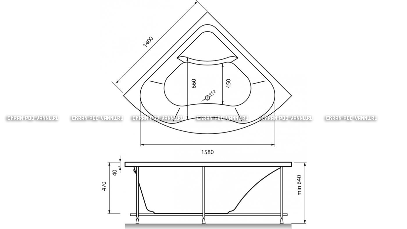 Акриловая ванна Vayer Persefona 140x140 – купить по цене 25230 руб. в интернет-магазине в городе Иваново картинка 15